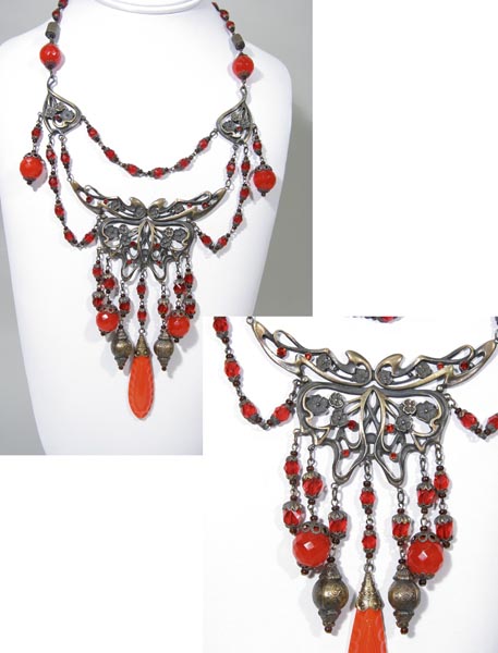 28 red nouveau choker